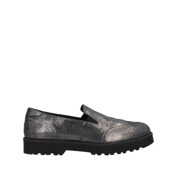 HOGAN Mens Metallic Black Silver Lead Leather Loafers Flats Sz 39 US 9 NEW NWOB - Picture 4 of 4